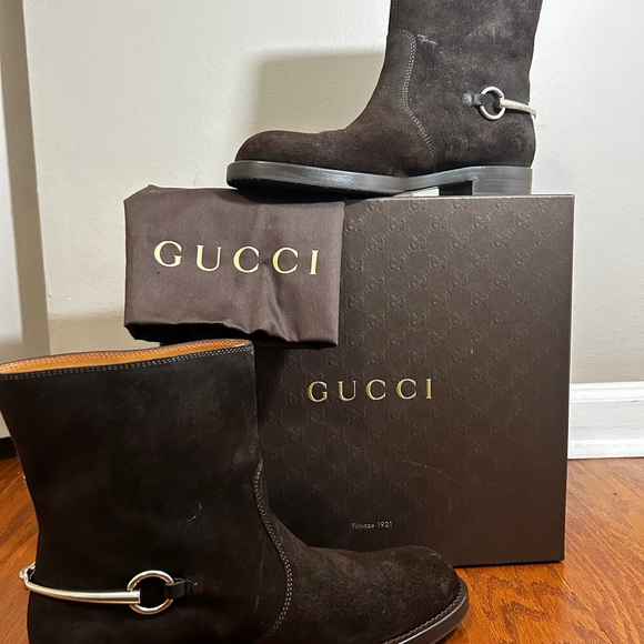 Gucci Black Ankle Boots with Silver Buckle Detail - Picture 1 of 5